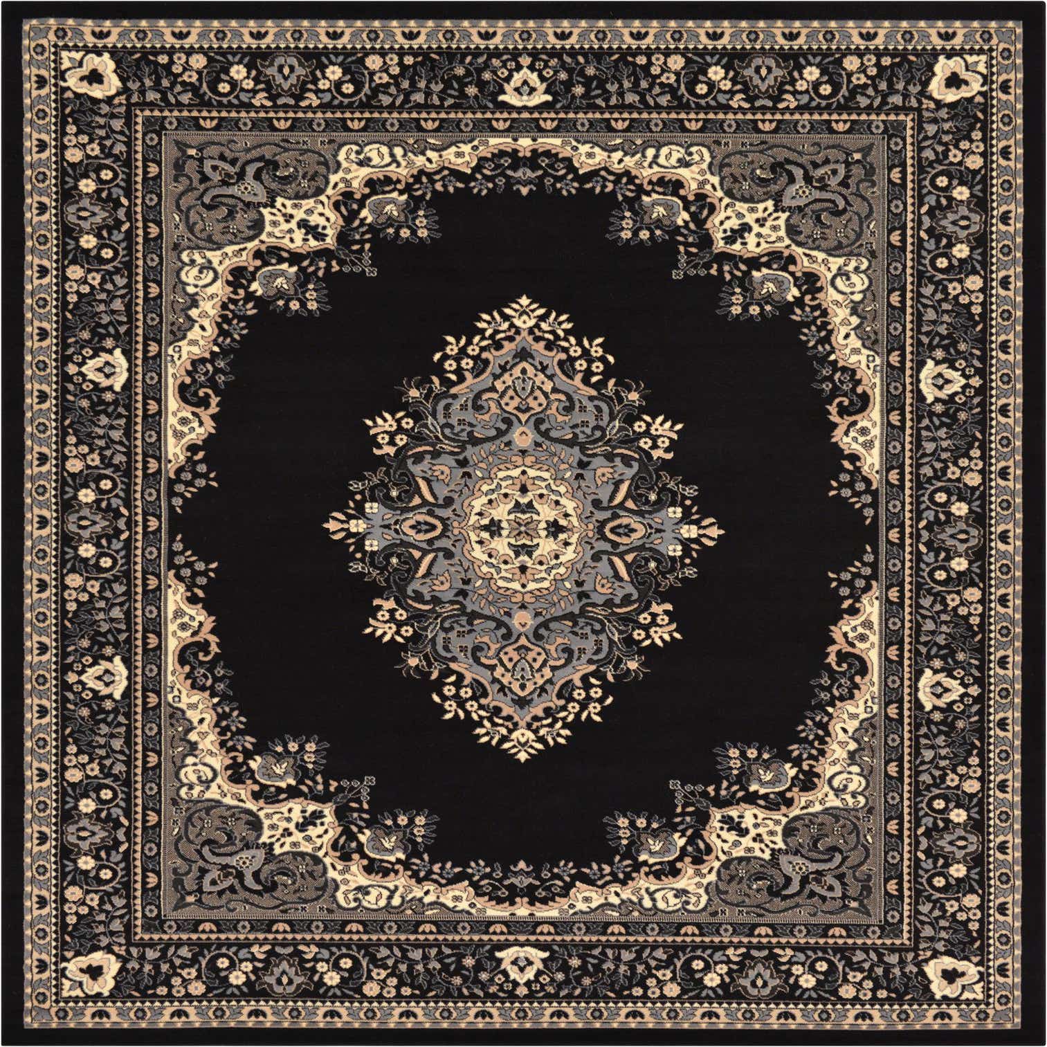 Black 9' x 12' Mashad Design Rug eSaleRugs
