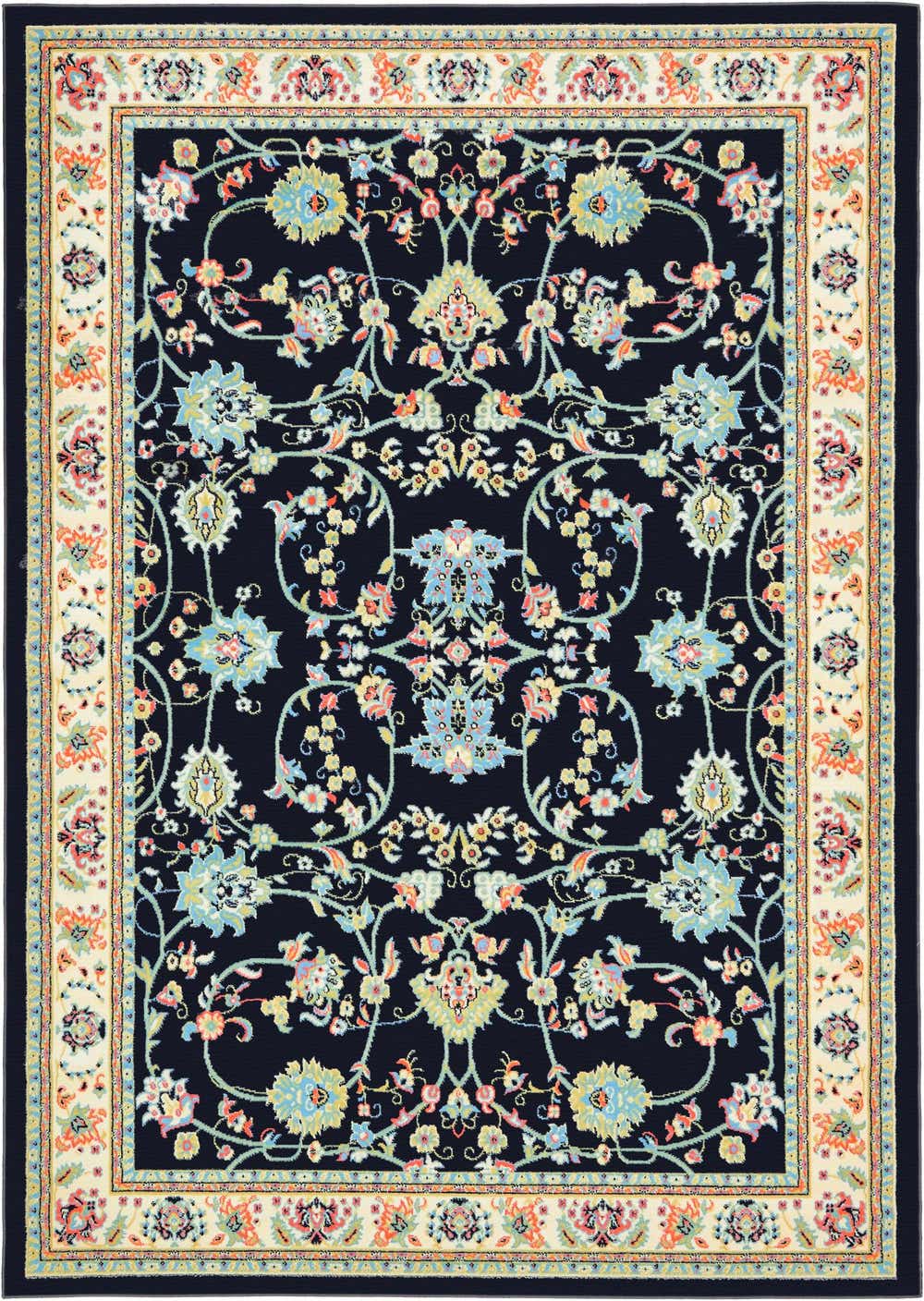 Navy Blue 7' x 10' Kashan Design Rug eSaleRugs