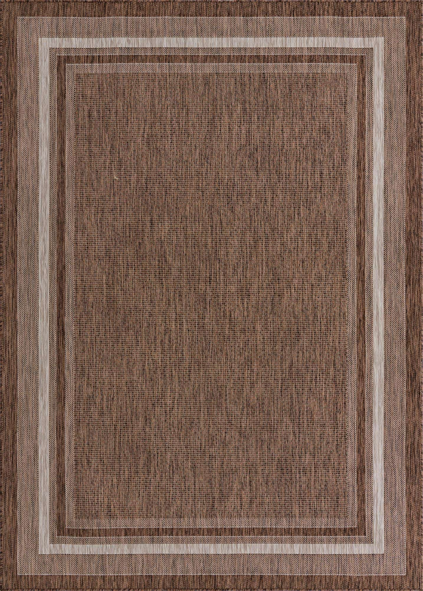 Brown 7' x 10' Outdoor Border Rug Brown 7' x 10' Outdoor Border Rug