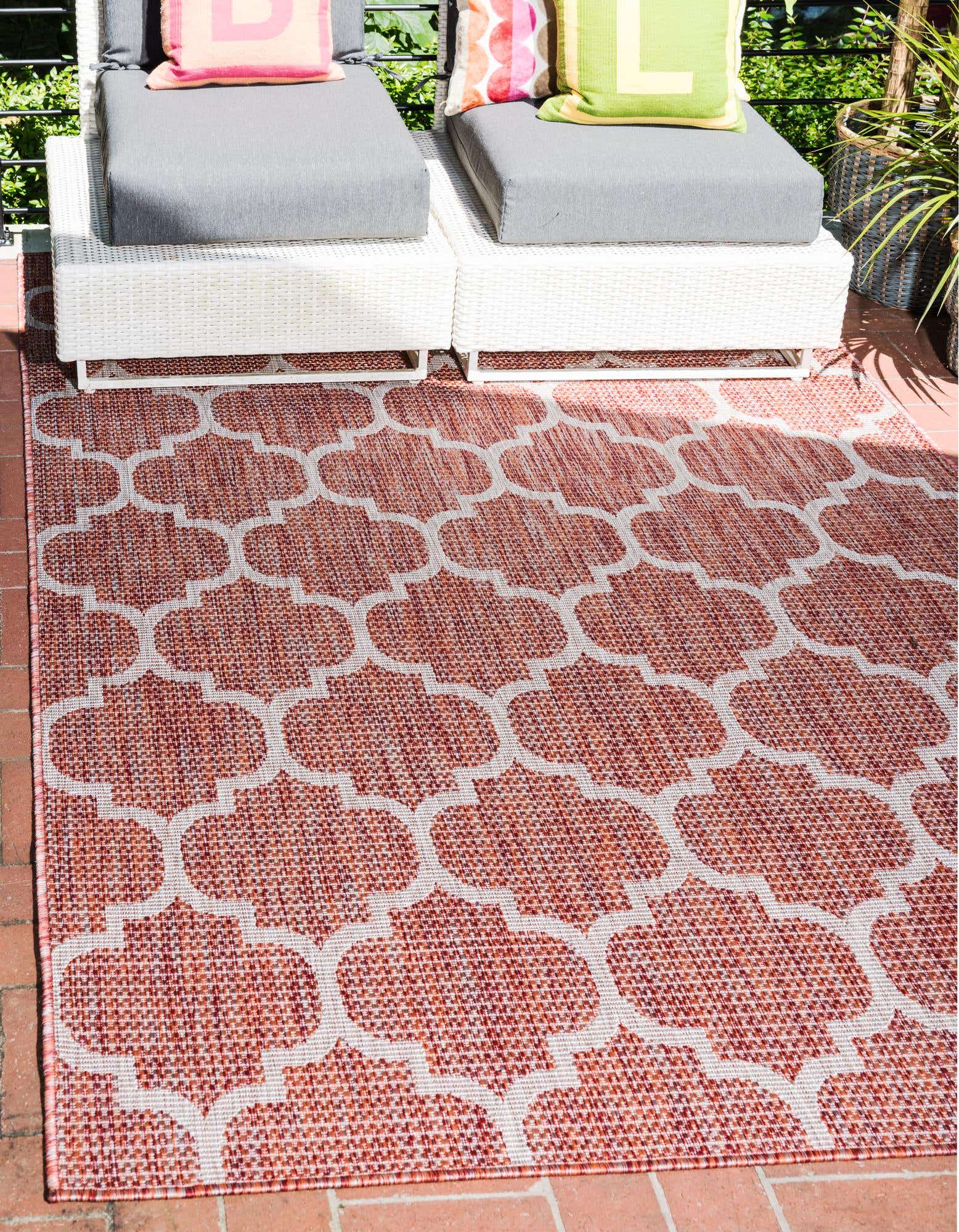 Rust Red 4' x 6' Outdoor Lattice Rug | Rugs.com