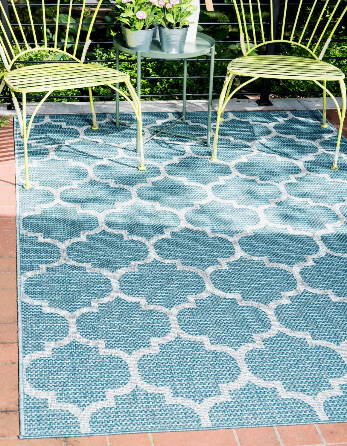 Aquamarine 8' x 11' 4 Outdoor Trellis Indoor / Outdoor Rug eSaleRugs
