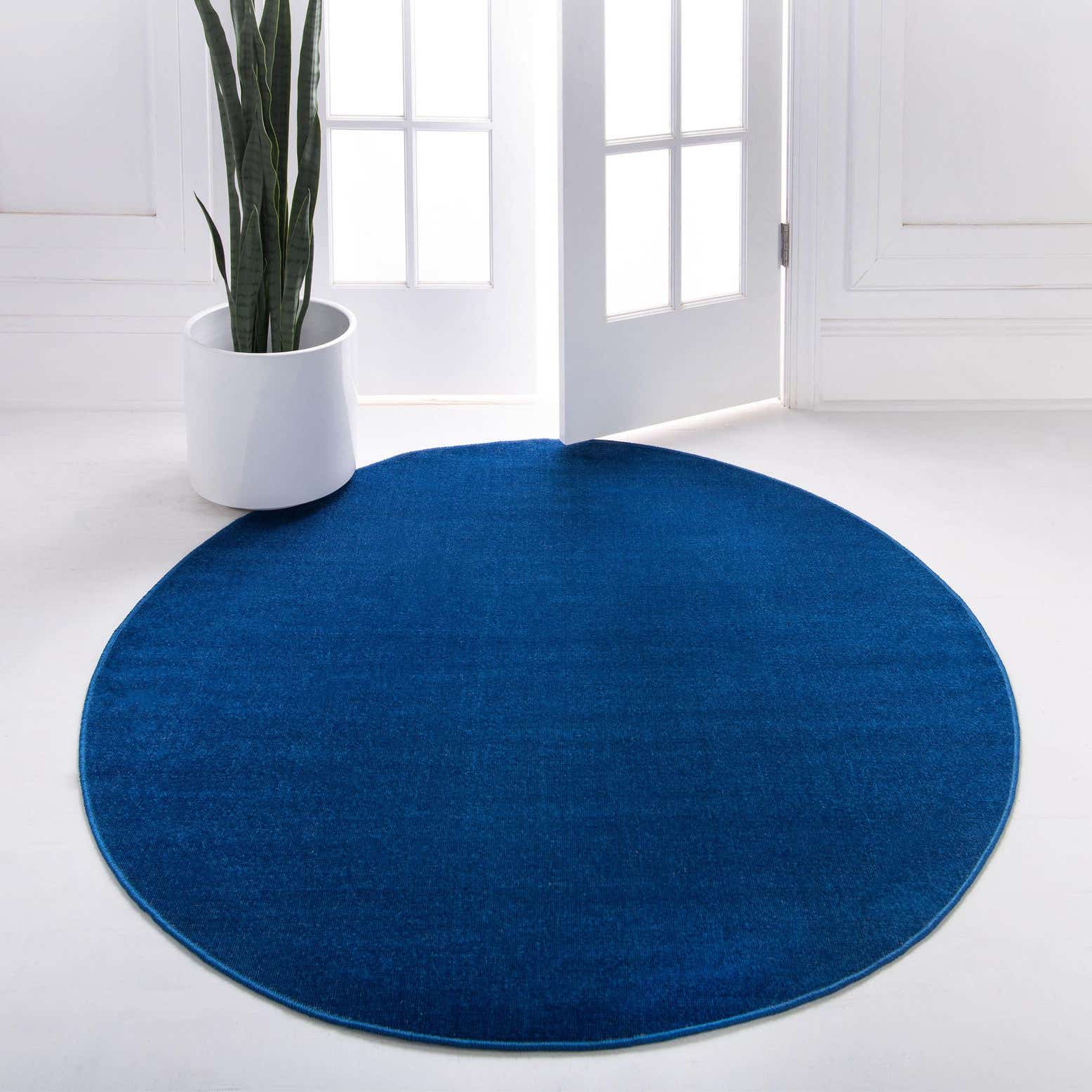 Navy Blue 110cm x 110cm Tribeca Round Rug iRugs NZ