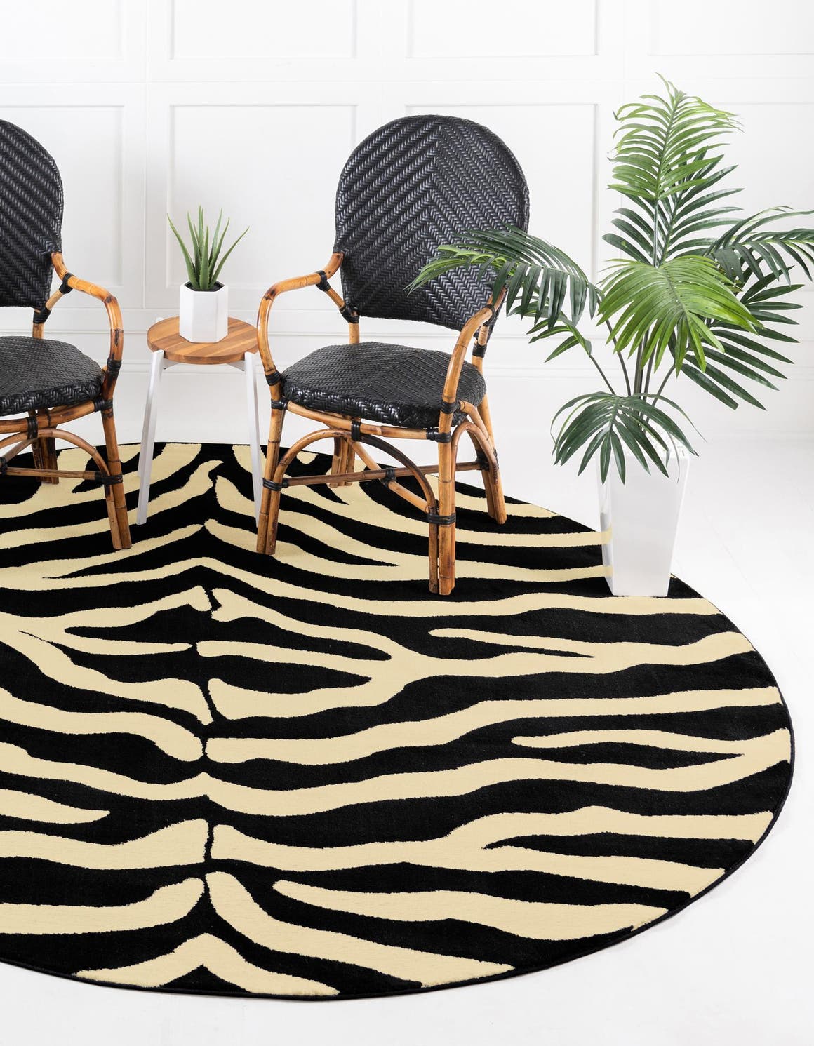 Black 240cm x 240cm Safari Round Rug AU Rugs