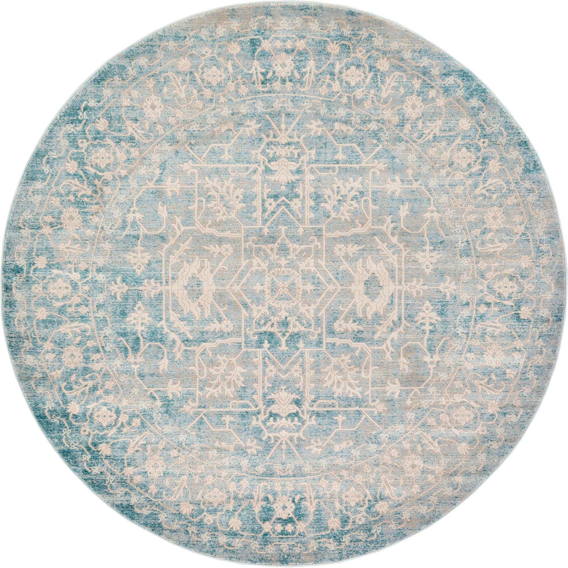 Light Blue 6' x 6' New Vintage Round Rug eSaleRugs