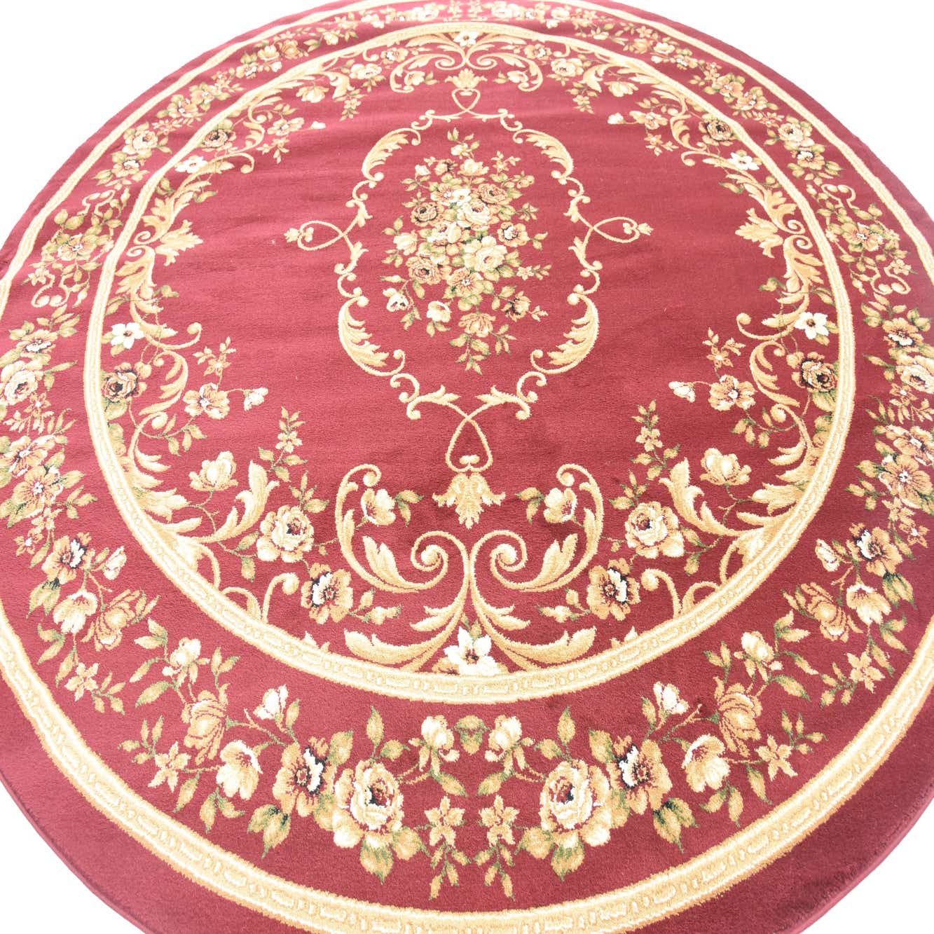 Burgundy 9' 10 x 9' 10 Classic Aubusson Round Rug eSaleRugs