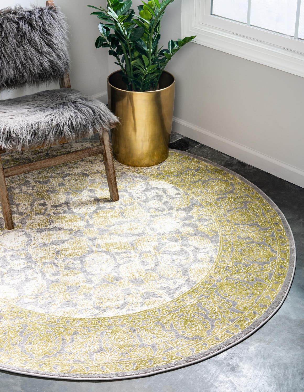 Light Green 245cm x 245cm New Vintage Round Rug AU Rugs