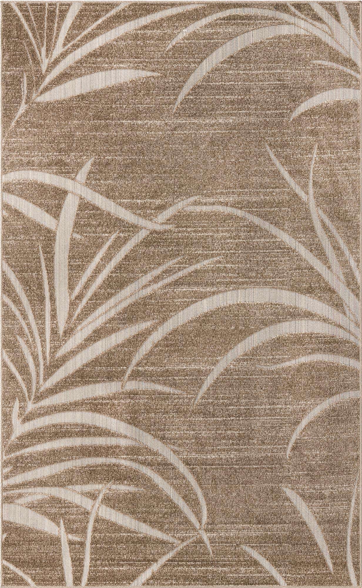 Beige 5' x 8' Outdoor Botanical Indoor / Outdoor Rug | eSaleRugs
