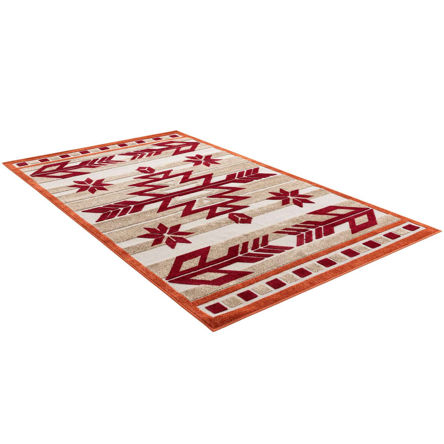 Burgundy 5' x 8' Outdoor Modern Rug