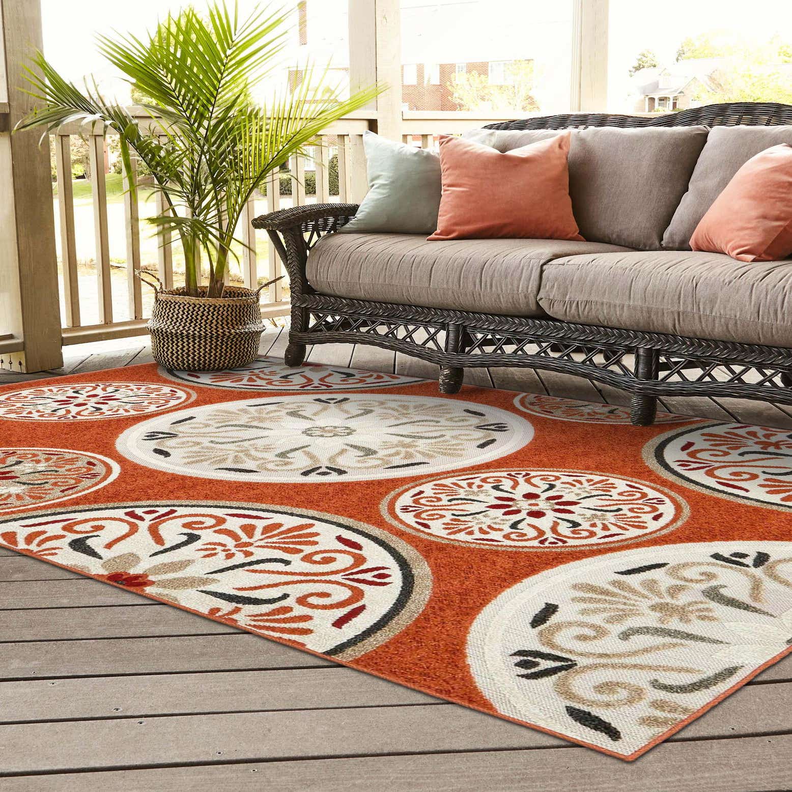 Terracotta 8' x 10' Outdoor Modern Rug