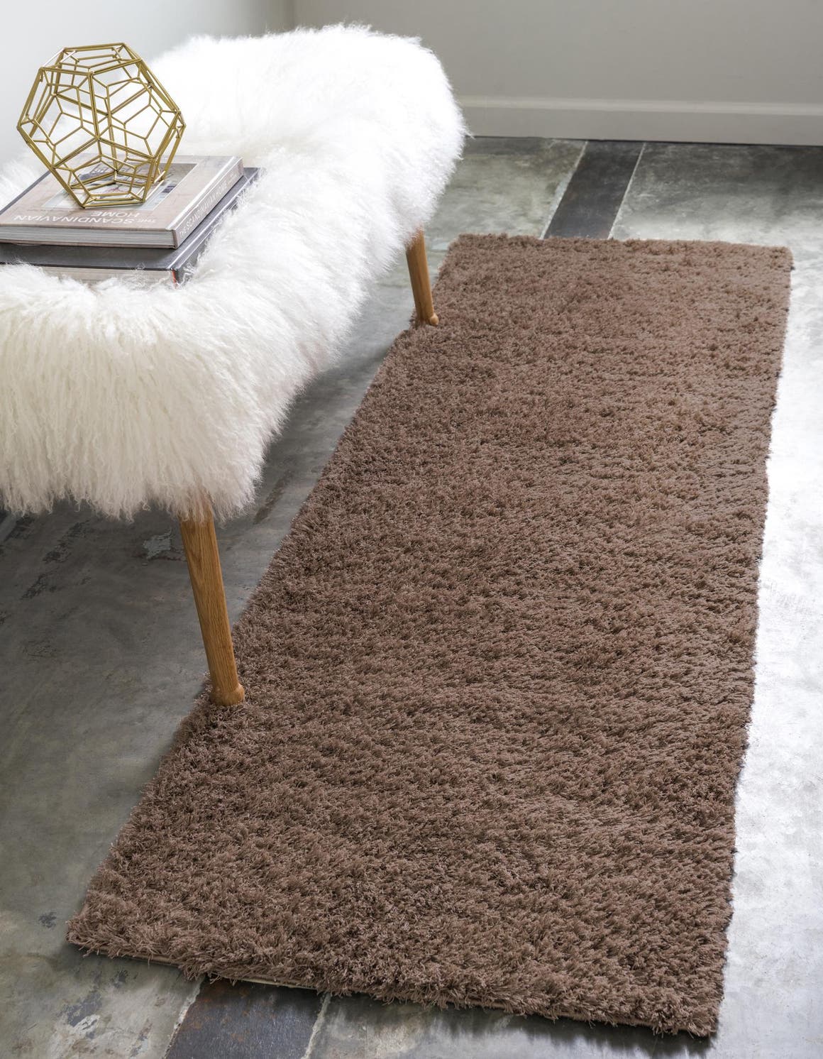 Brown 2' x 6' 7 Studio Solid Shag Runner Rug Rugs.ca