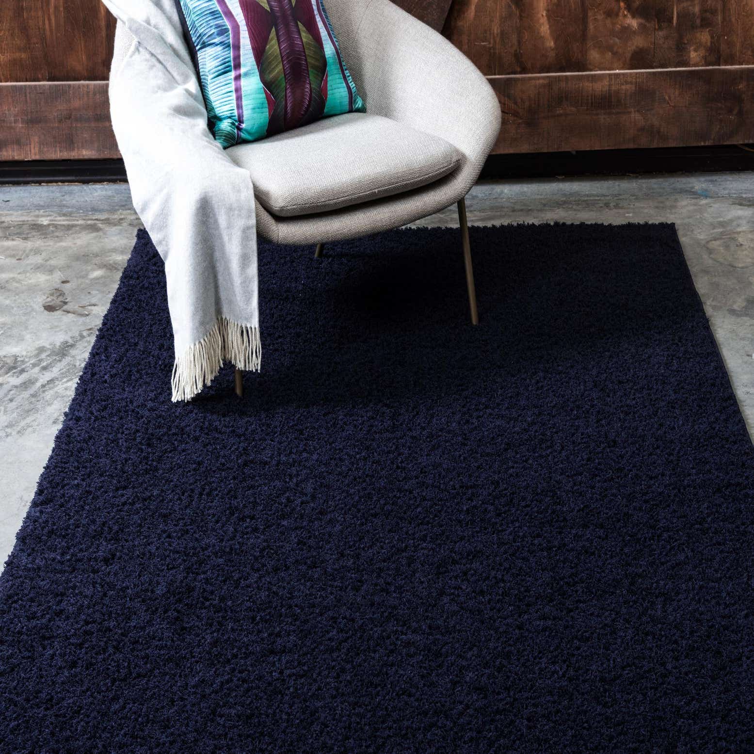 Midnight Blue 4' x 6' Solid Shag Rug