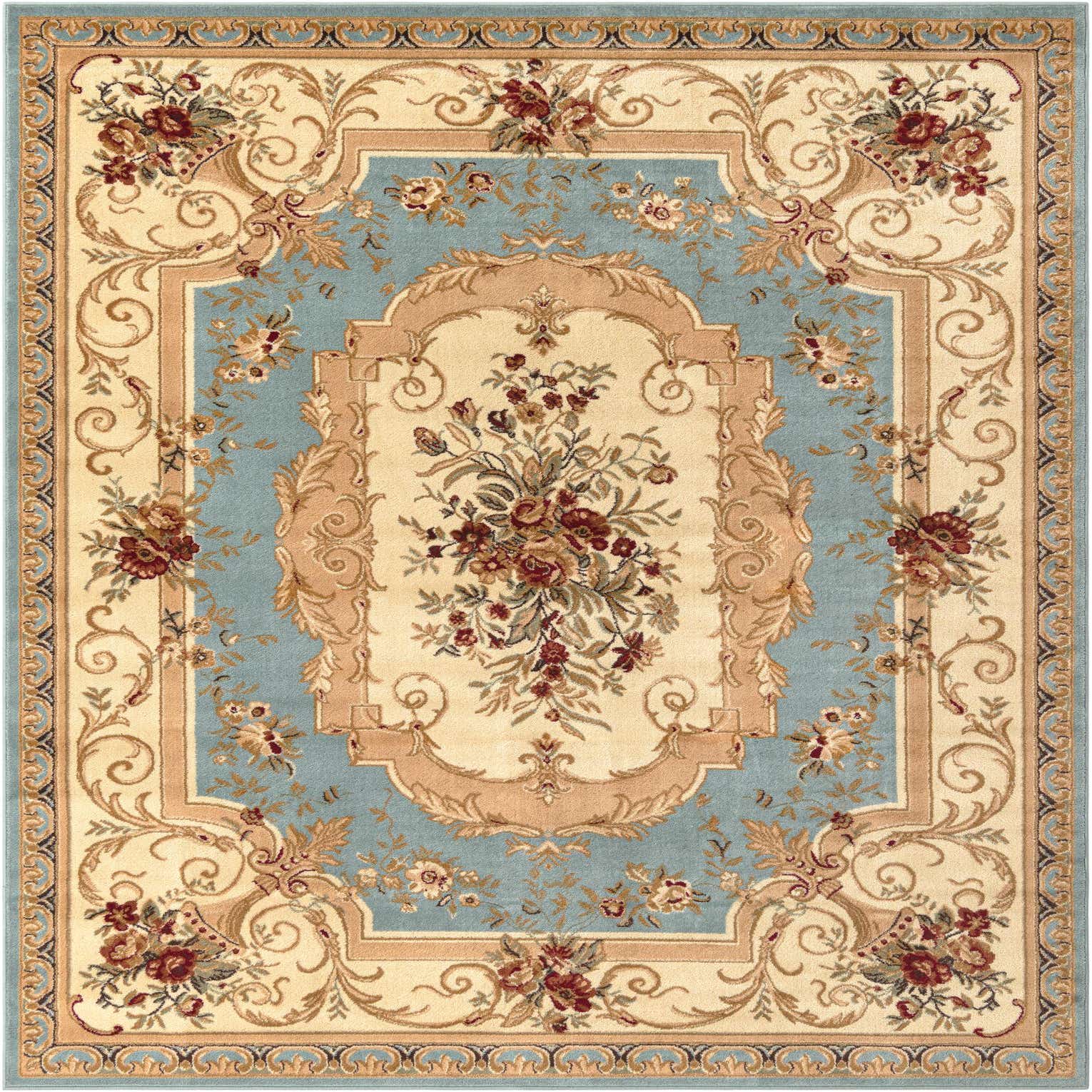 Light Blue 7' 10 x 10' Classic Aubusson Rug eSaleRugs