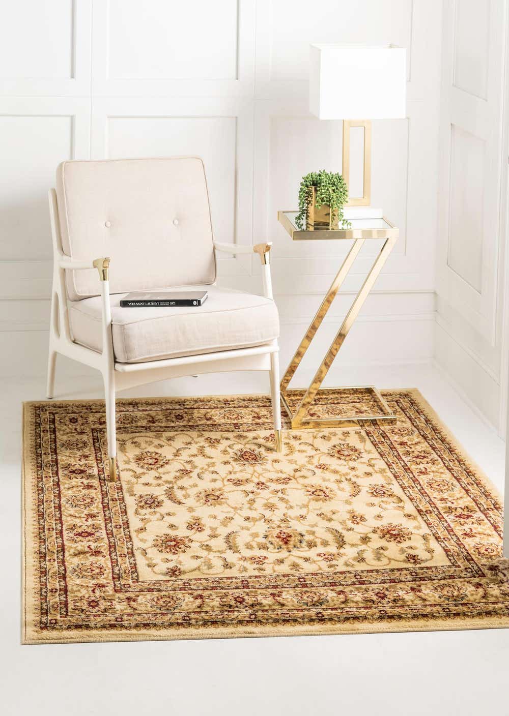Cream 10' x 10' Aditi Square Rug