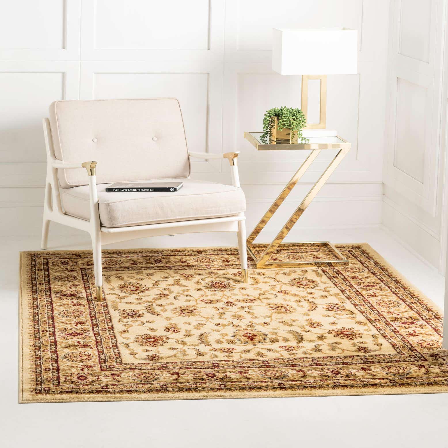 Cream 10' x 10' Aditi Square Rug