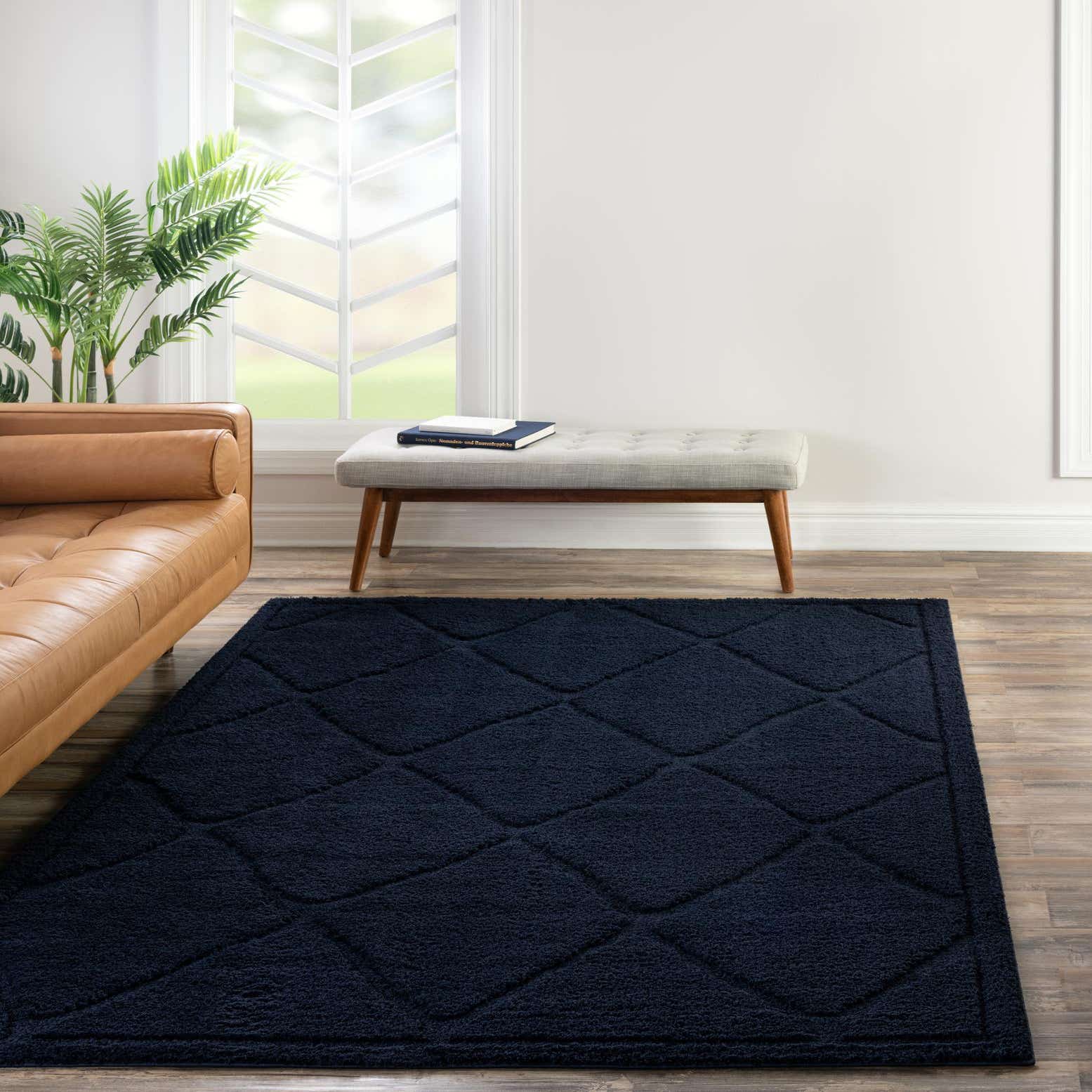 Navy Blue 8' x 10' Trellis Shag Rug eSaleRugs