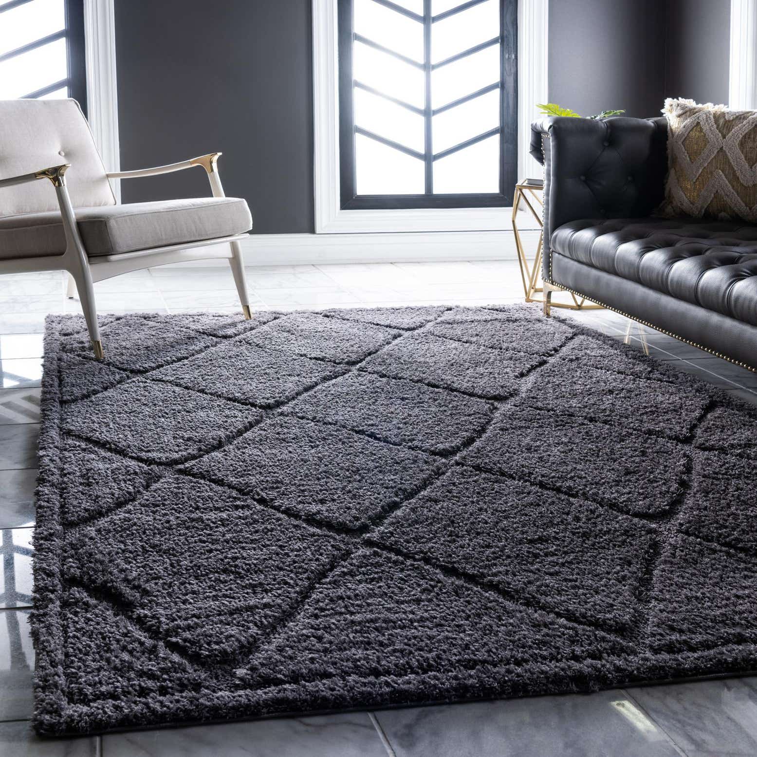 Dark Gray 8' x 10' Trellis Shag Rug eSaleRugs