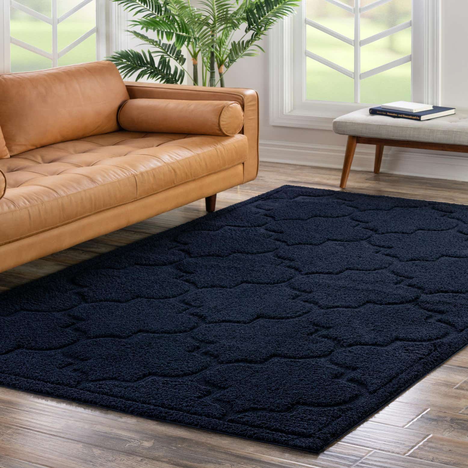 Navy Blue 8' x 10' Trellis Shag Rug eSaleRugs