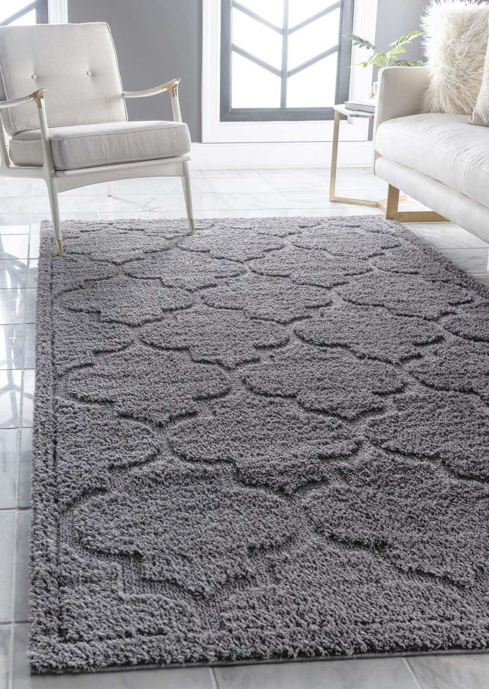 Dark Gray 5' x 8' Lattice Shag Rug