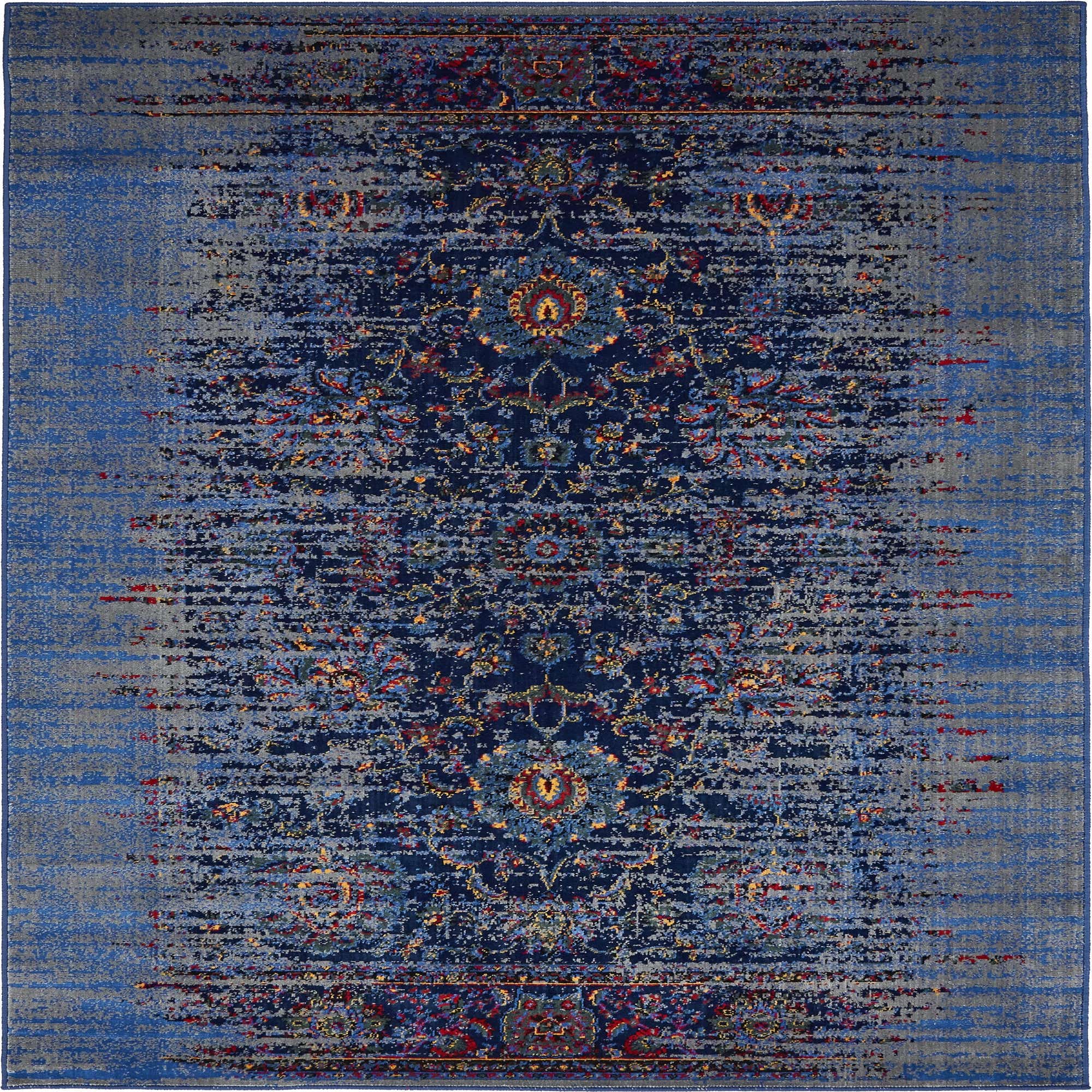 Navy Blue 4' x 6' Washable Renaissance Rug | eSaleRugs