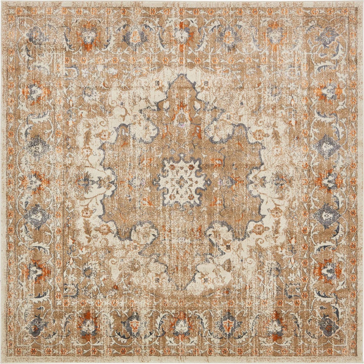 Beige 8' x 8' Aria Square Rug eSaleRugs