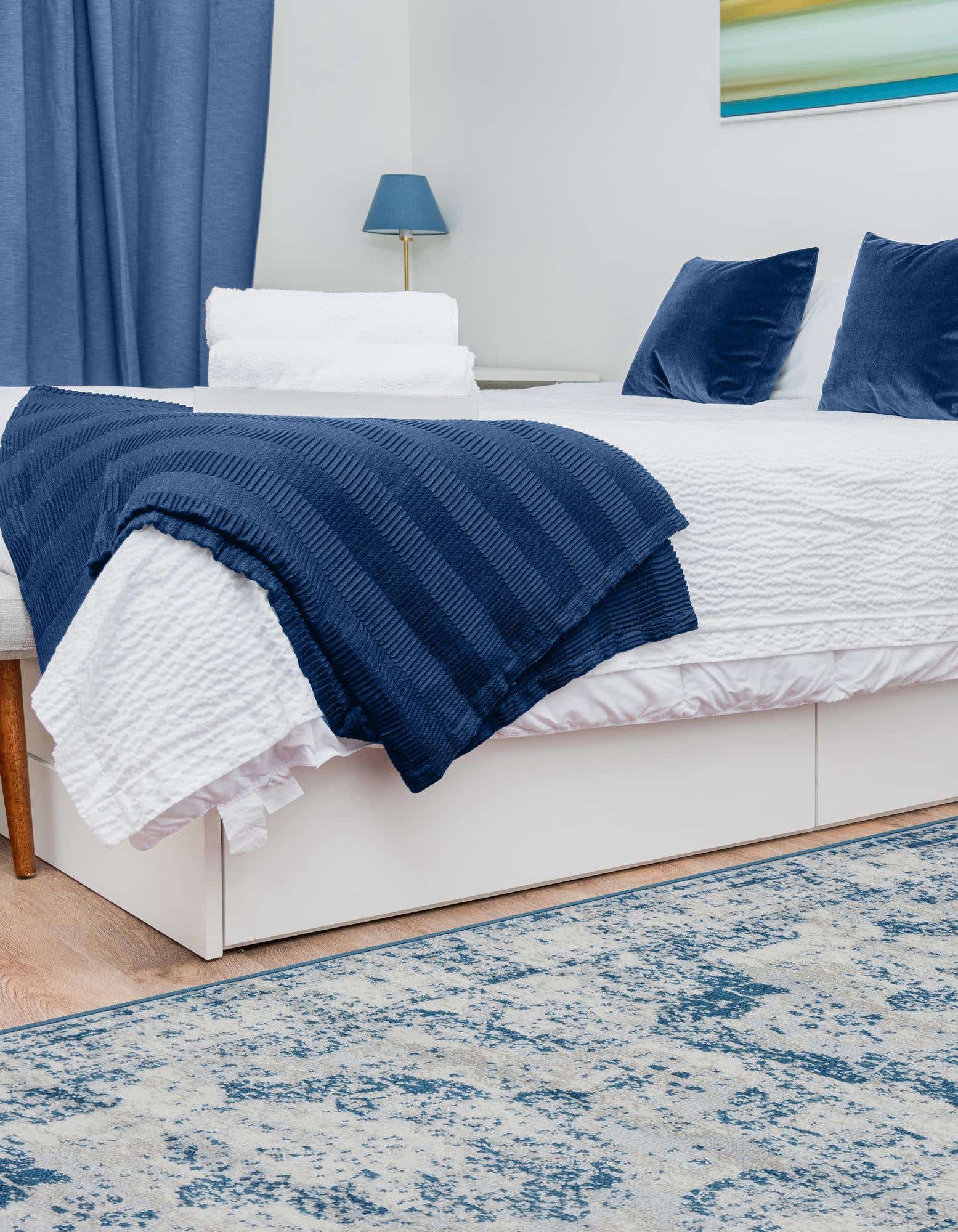 Blue 100cm X 500cm Monaco Runner Rug Au Rugs