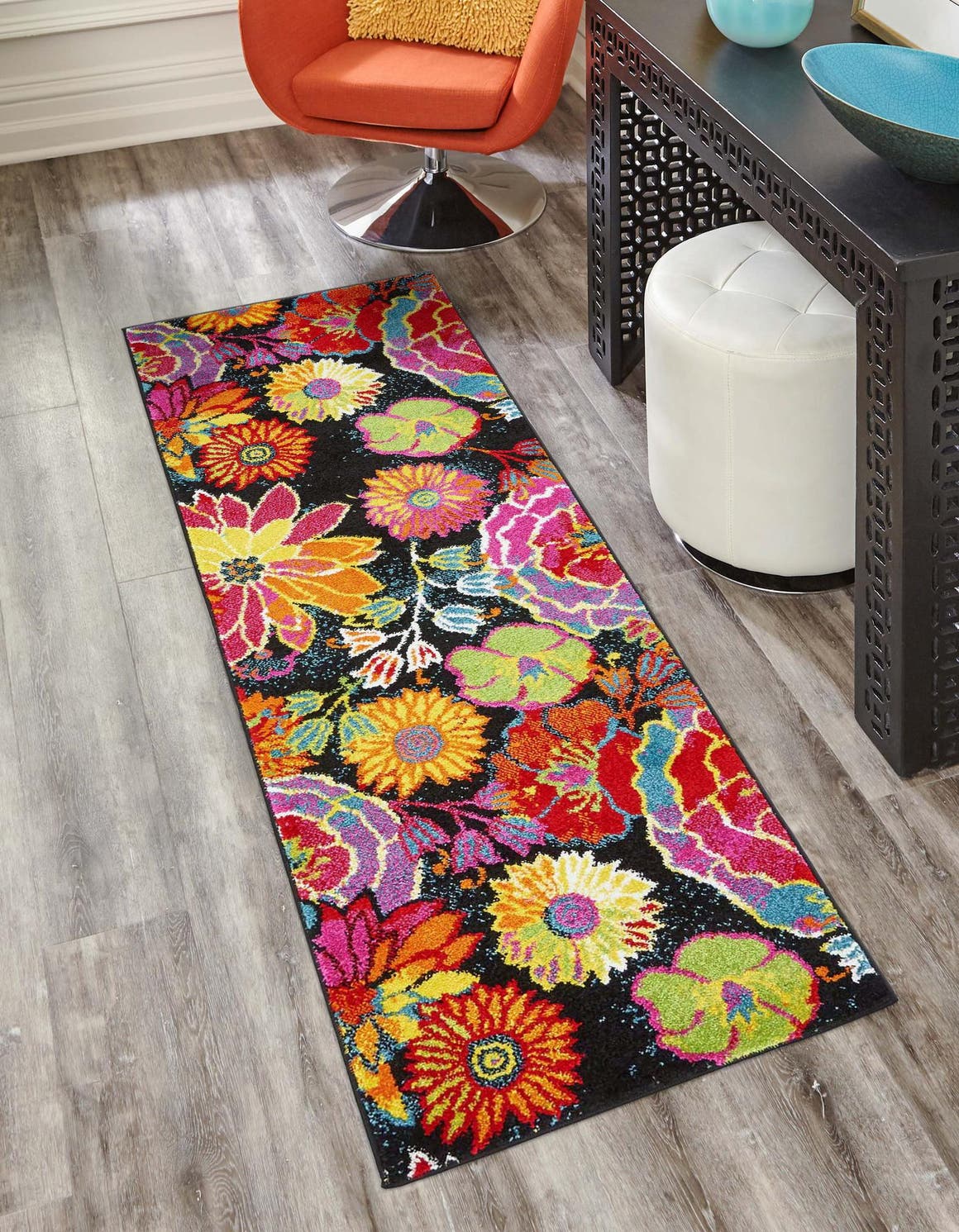 Black 60cm x 183cm Florence Runner Rug AU Rugs