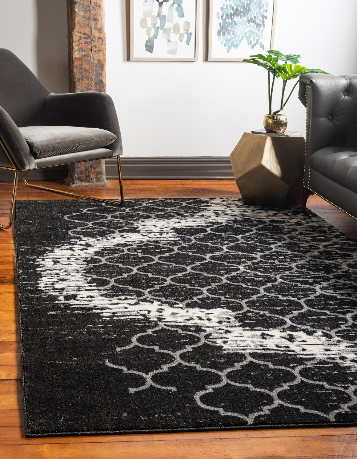 Charcoal Gray 5' x 8' Lattice Rug
