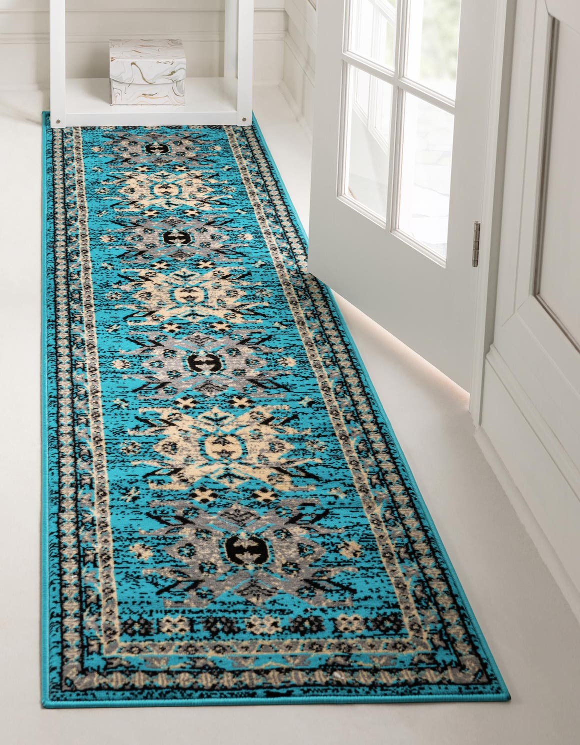 Turquoise 3' x 16' 5 Heriz Design Runner Rug eSaleRugs