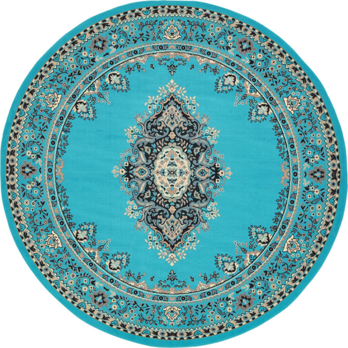 Turquoise 8' x 8' Amaya Round Rug