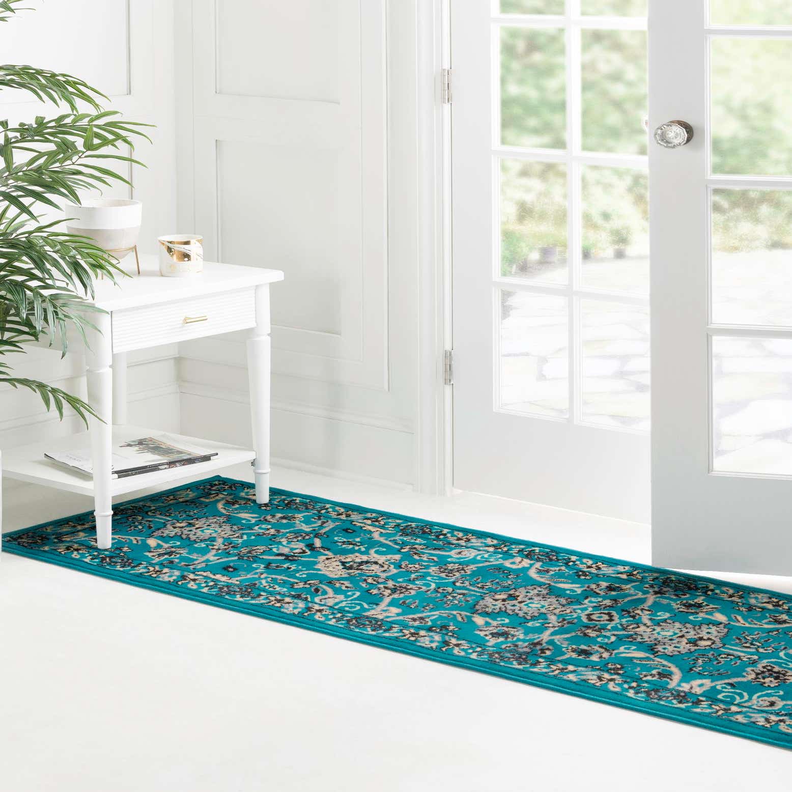 Turquoise 3' x 16' 5 Kashan Design Runner Rug eSaleRugs