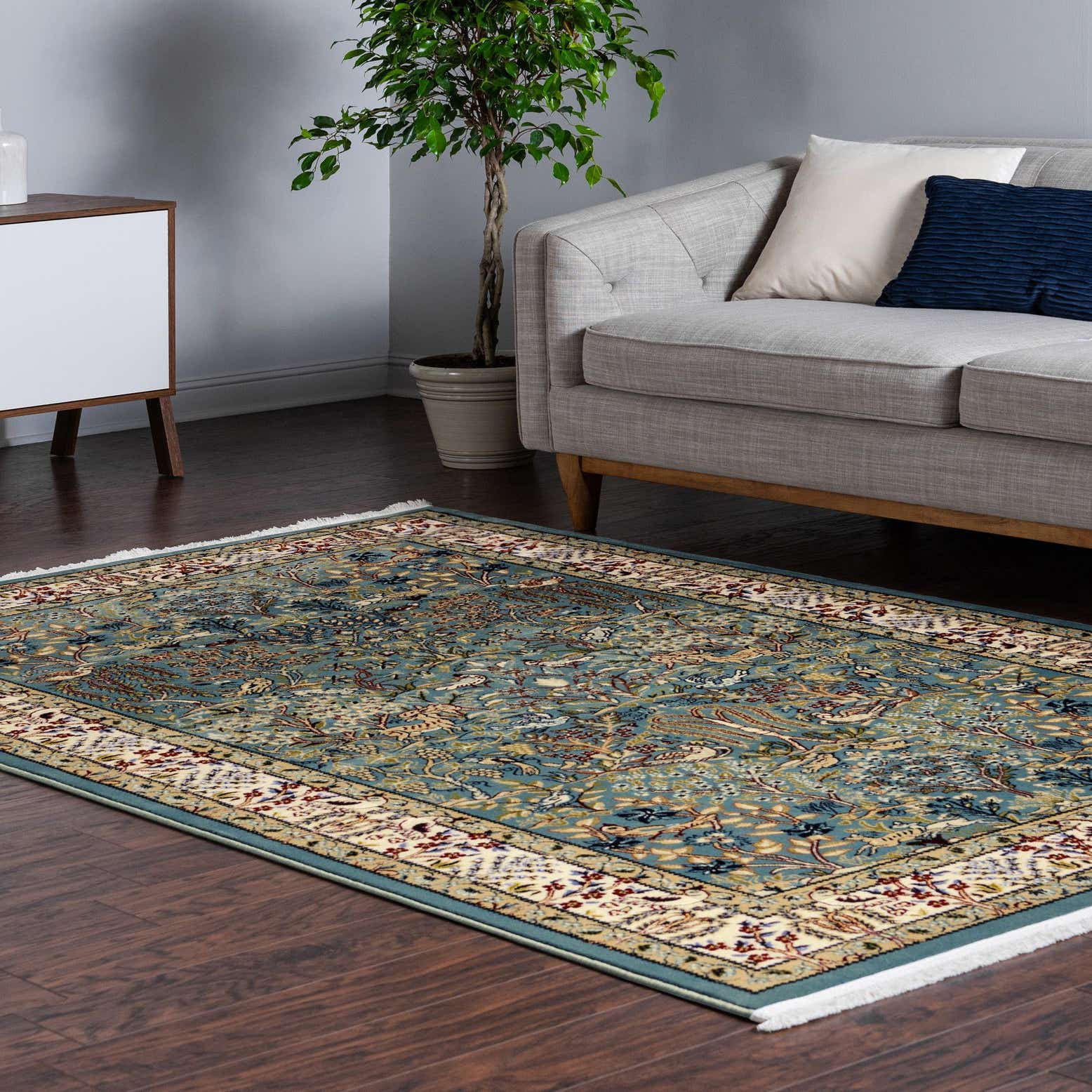 Blue 5' x 8' Nain Design Rug eSaleRugs