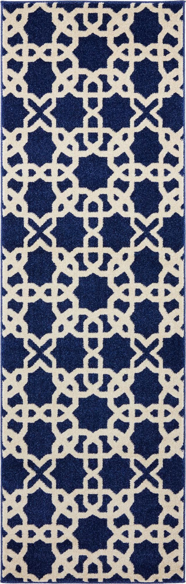 Navy Blue 2' 7 x 8' Trellis Runner Rug eSaleRugs