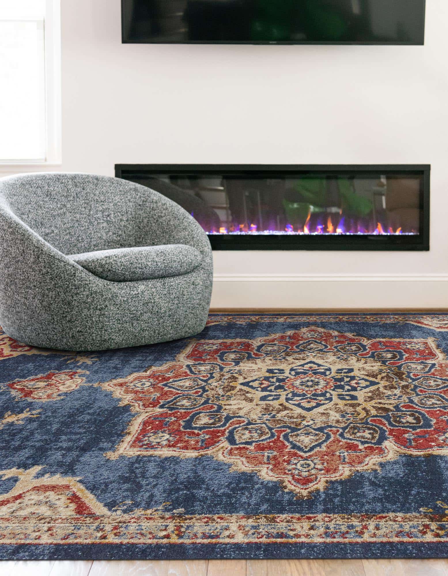 Dark Blue 8' x 10' Arcadia Rug eSaleRugs