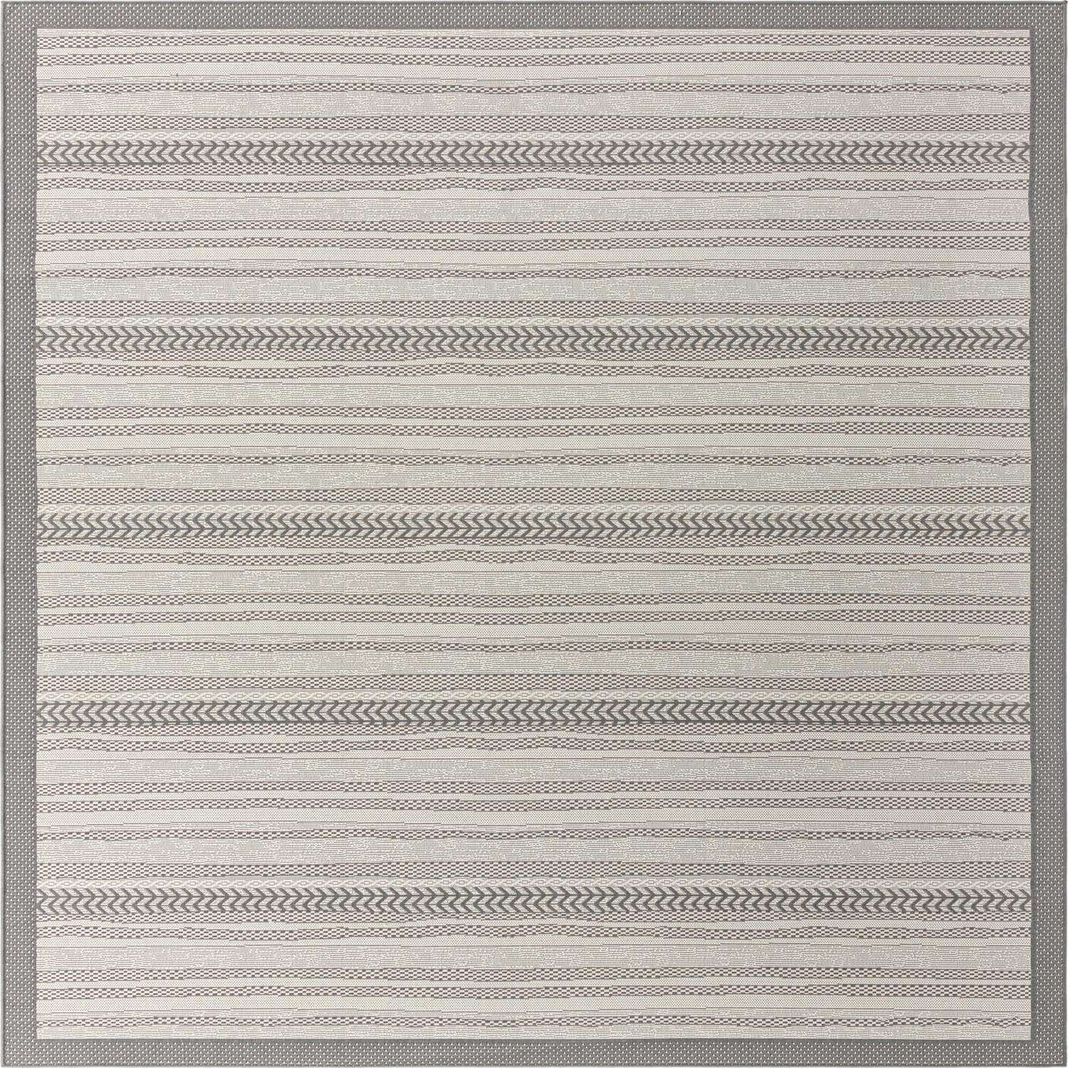 Gray 9' x 12' Outdoor Border Rug