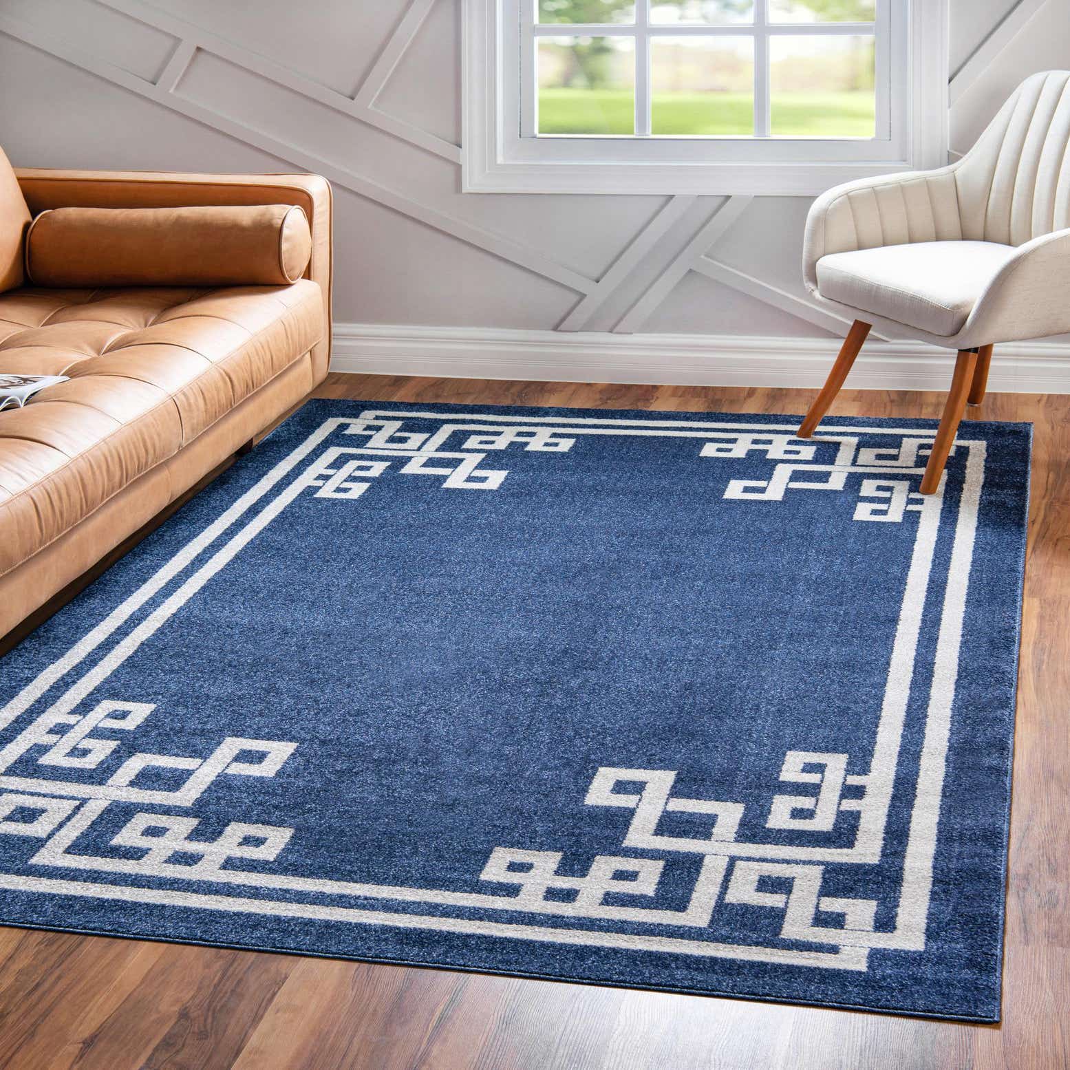 Dark Blue 9' x 12' Greek Key Rug Rugs.ca