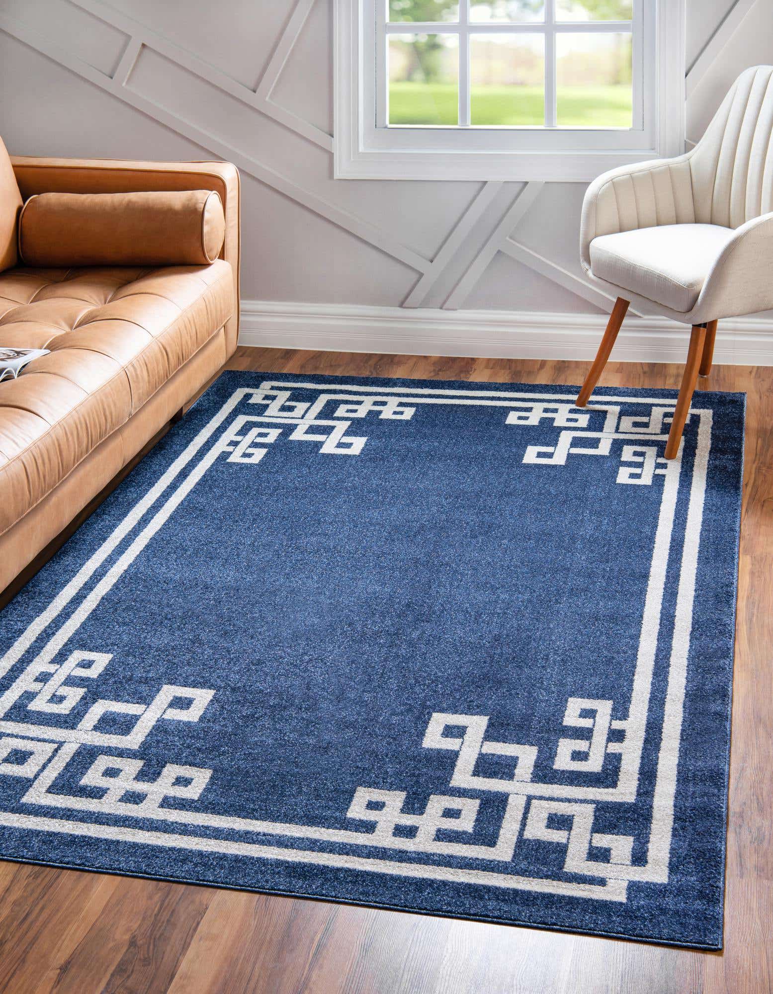 Dark Blue 9' x 12' Greek Key Rug | Rugs.ca