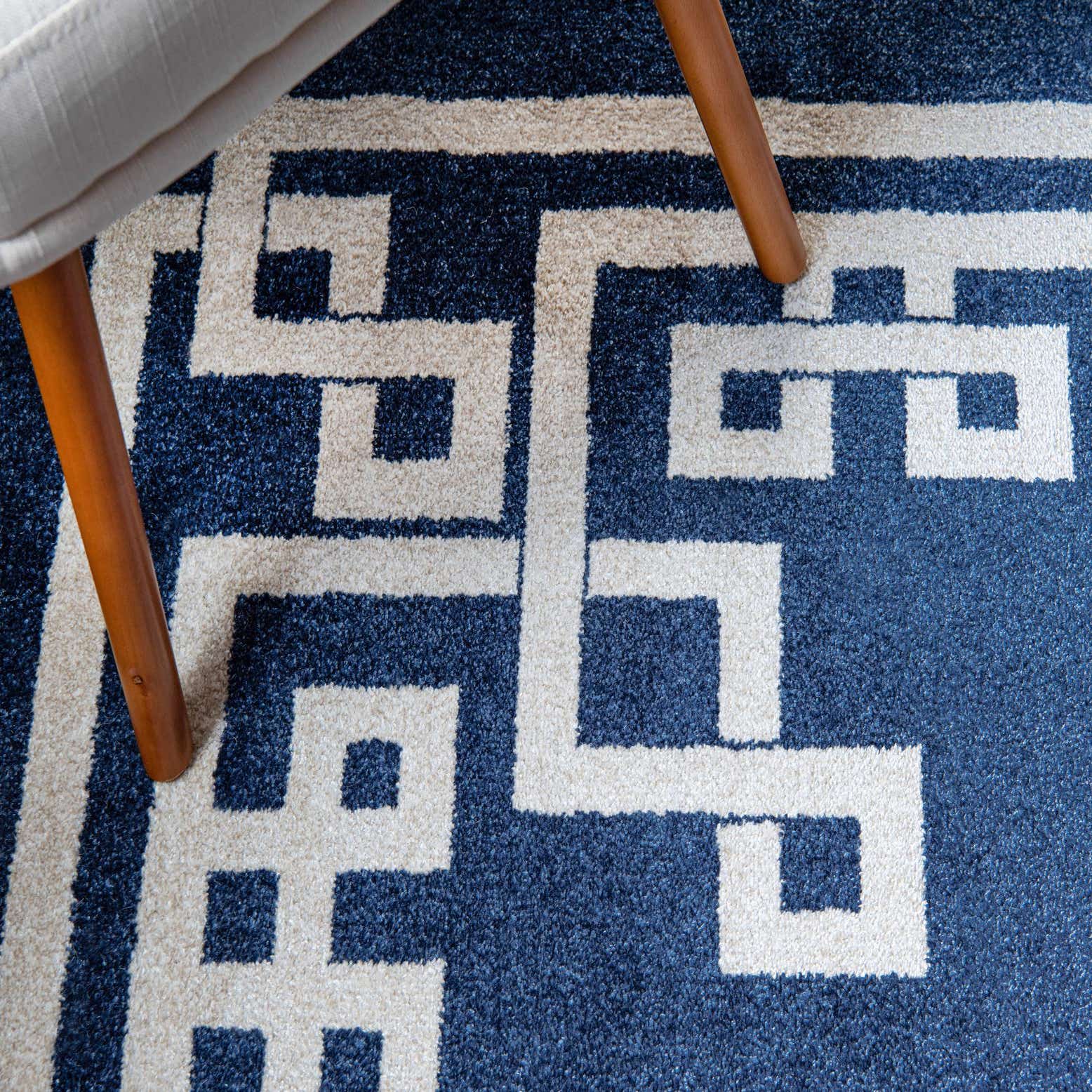 Dark Blue 5' x 8' Greek Key Rug eSaleRugs