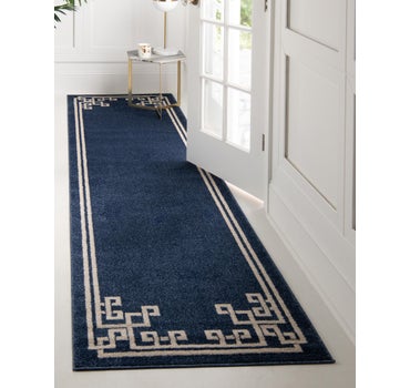 Dark Blue 2' 7 x 10' Greek Key Runner Rug | eSaleRugs