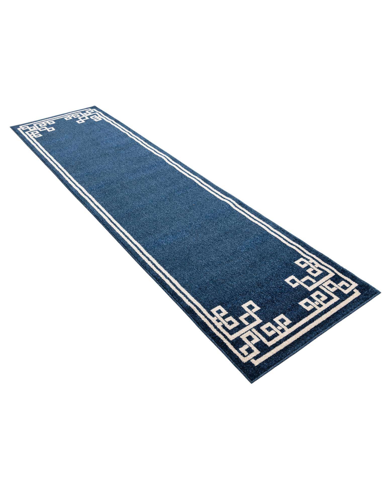 Dark Blue 2' 7 x 10' Greek Key Runner Rug | eSaleRugs
