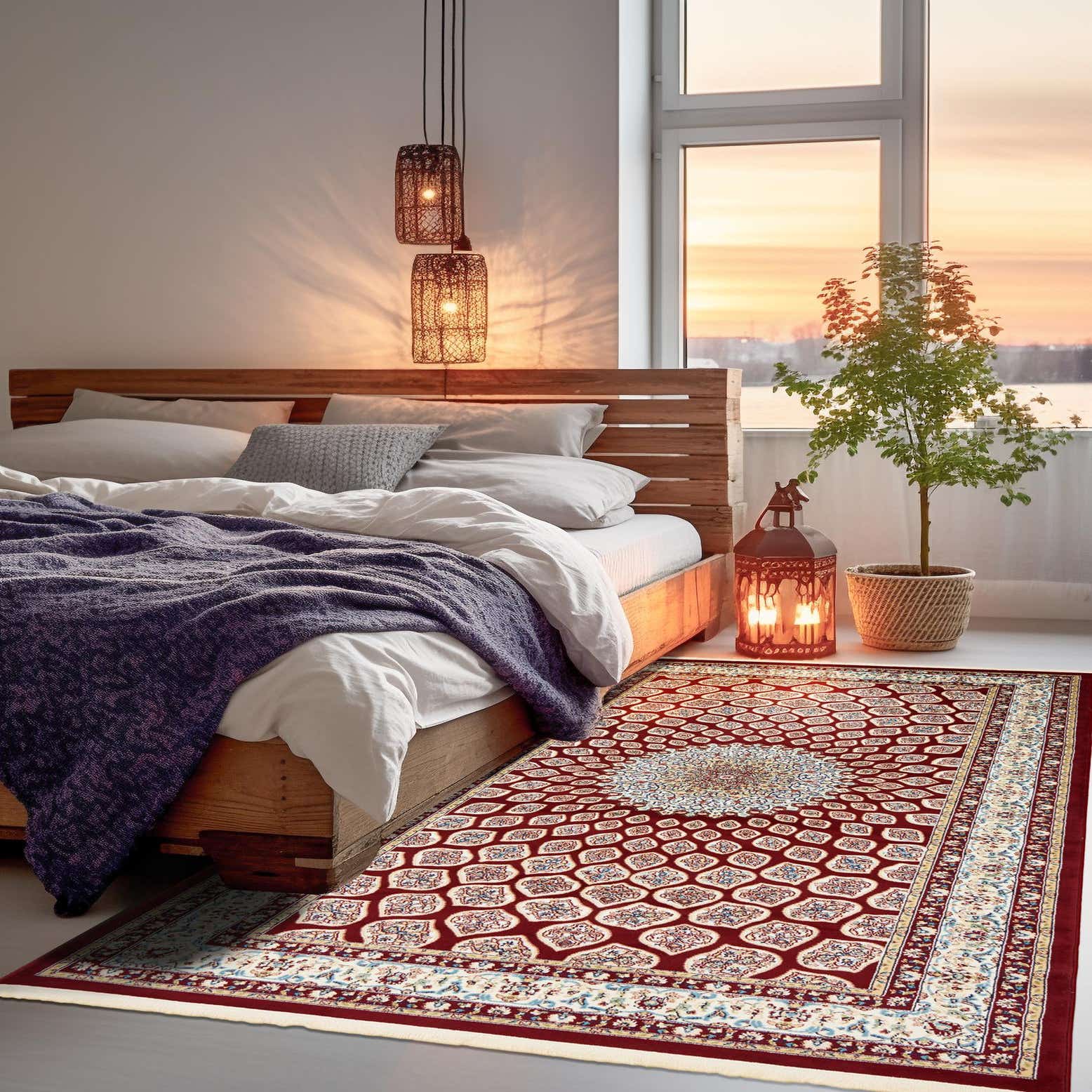 Burgundy 5' x 8' Nain Design Rug eSaleRugs