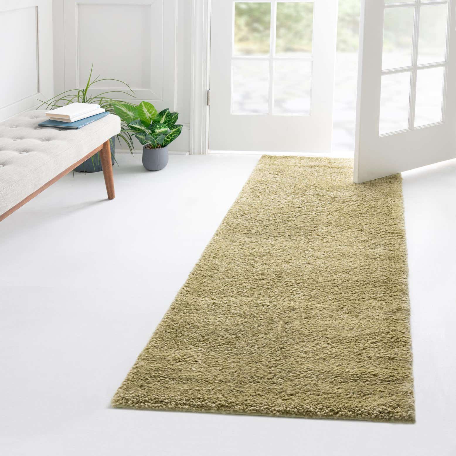 Light Green 65cm x 200cm Solid Frieze Runner Rug AU Rugs