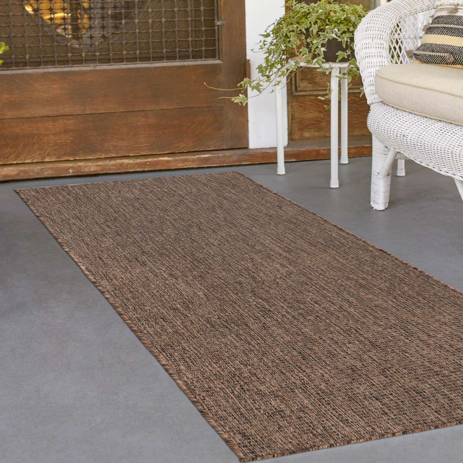 Light Brown 2' x 6' Outdoor Solid Runner Indoor / Outdoor Rug eSaleRugs