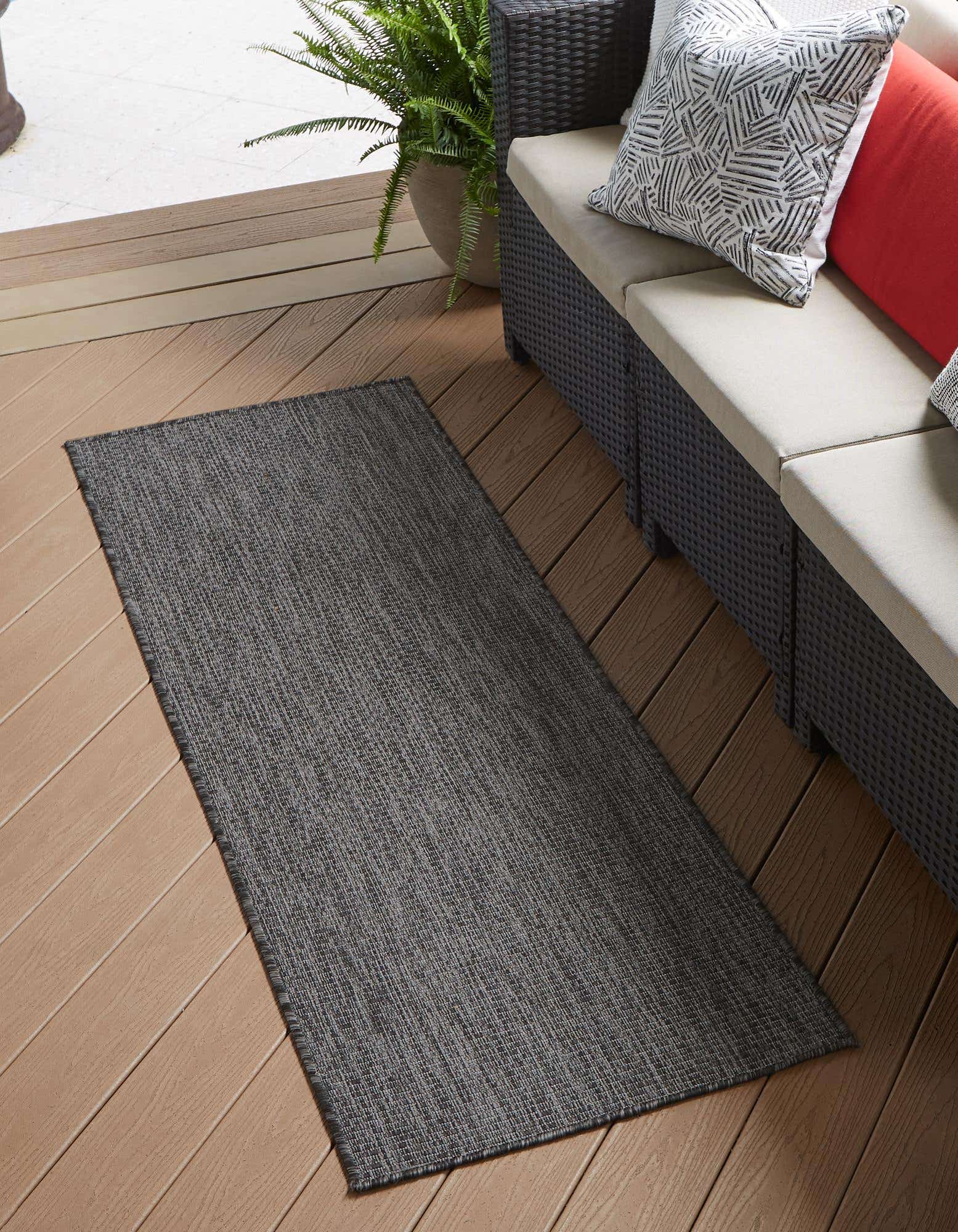 Black 2' x 6' Outdoor Solid Runner Indoor / Outdoor Rug eSaleRugs