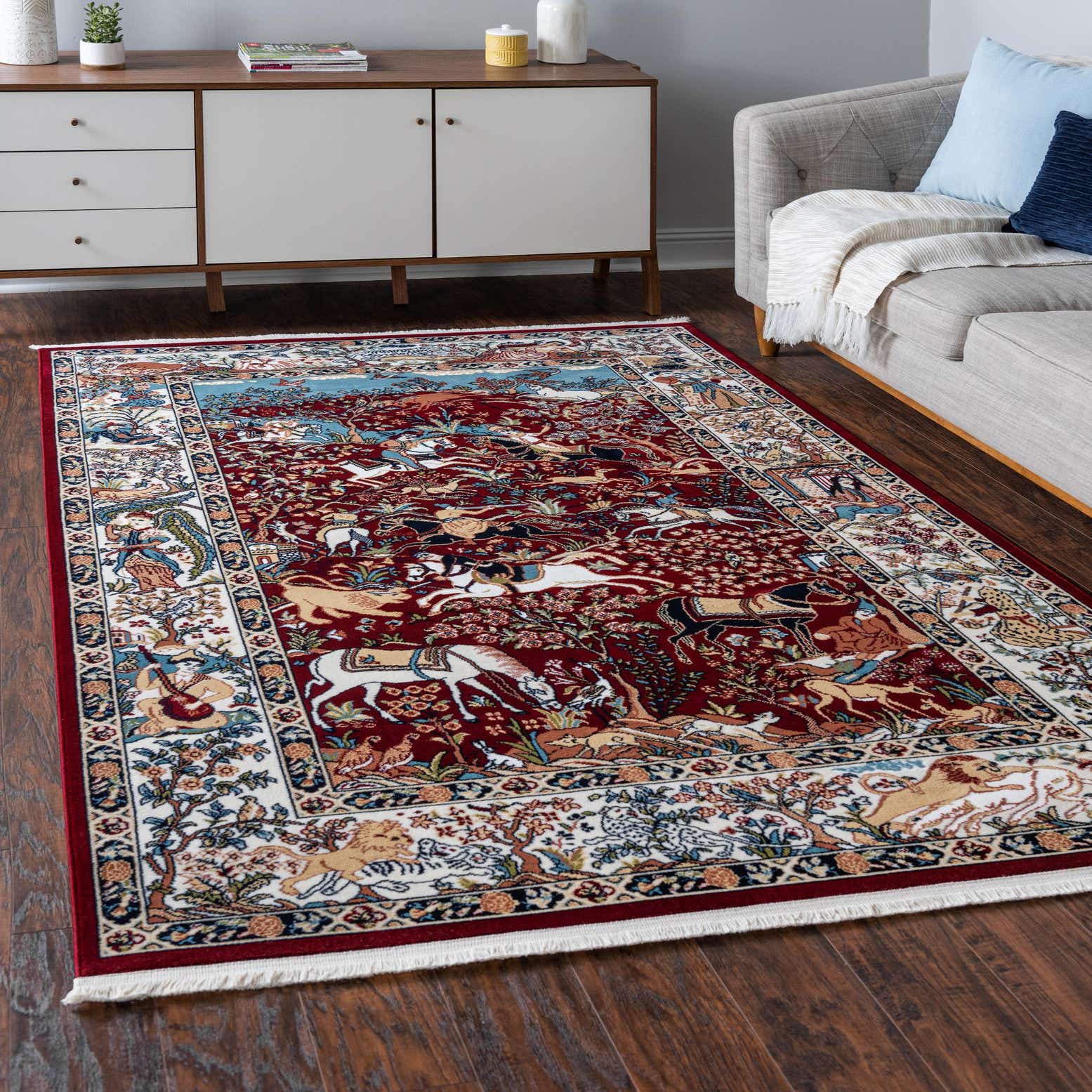 Burgundy 5' x 8' Nain Design Rug eSaleRugs