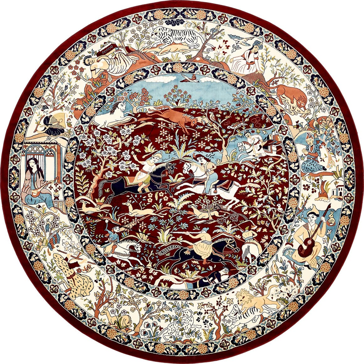 Burgundy 305cm x 305cm Nain Design Round Rug AU Rugs