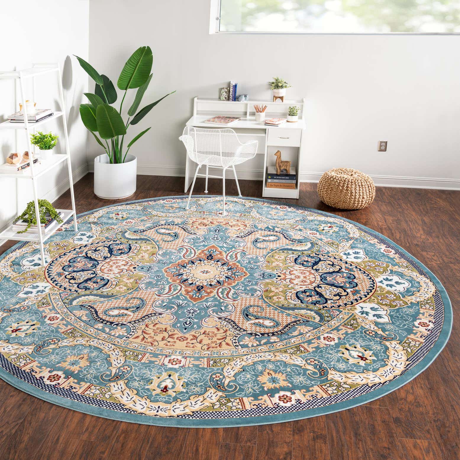 Blue 10' x 10' Nain Design Round Rug eSaleRugs