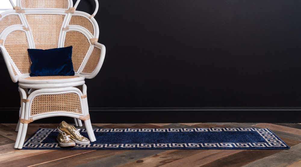 Navy Blue 2' 7 x 10' Greek Key Runner Rug | eSaleRugs