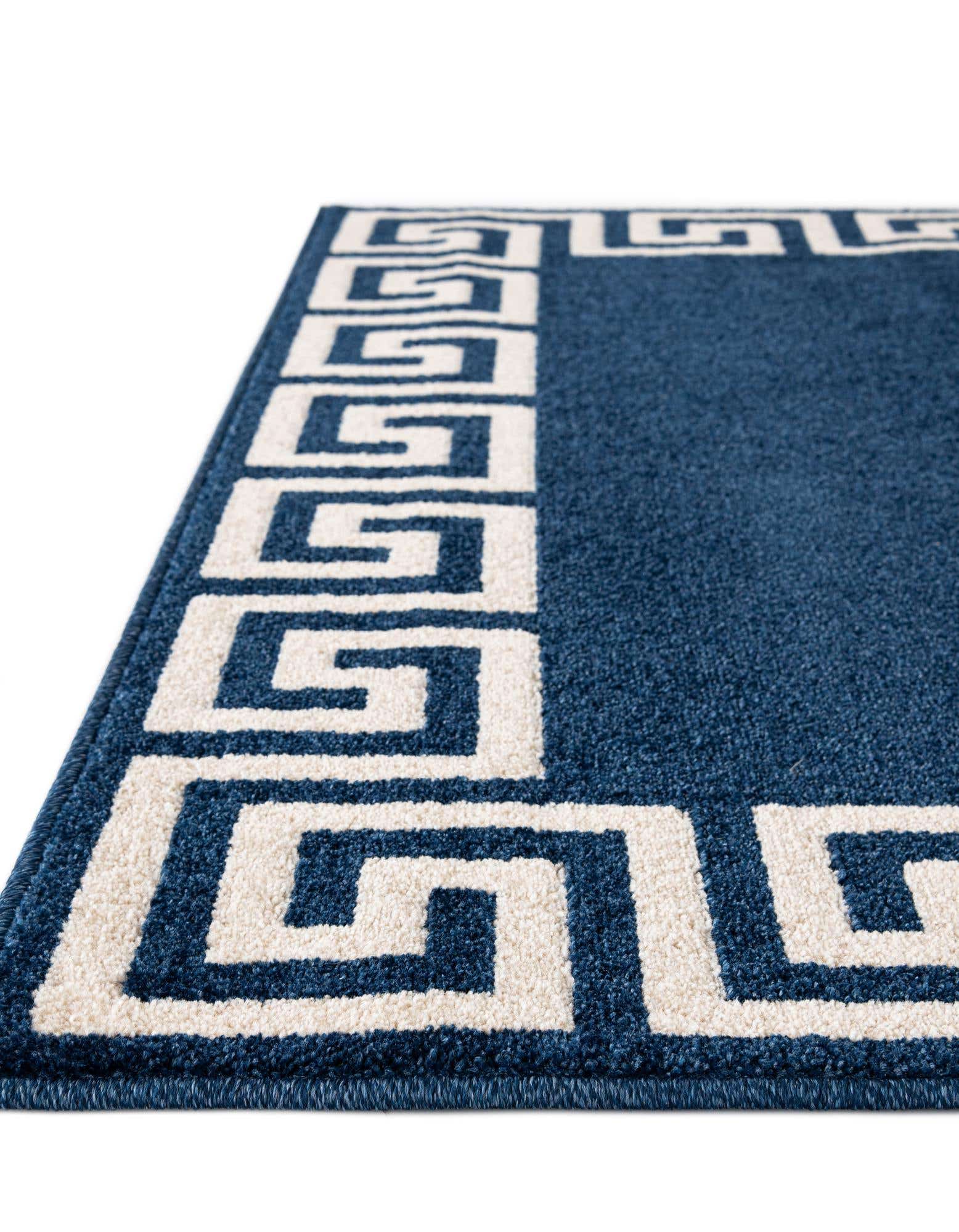 Navy Blue 2' 7 x 10' Greek Key Runner Rug | eSaleRugs