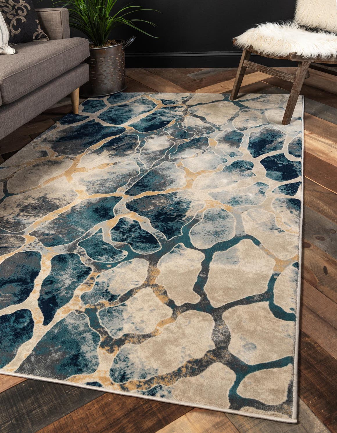 Navy Blue 9' x 12' Ethereal Rug eSaleRugs