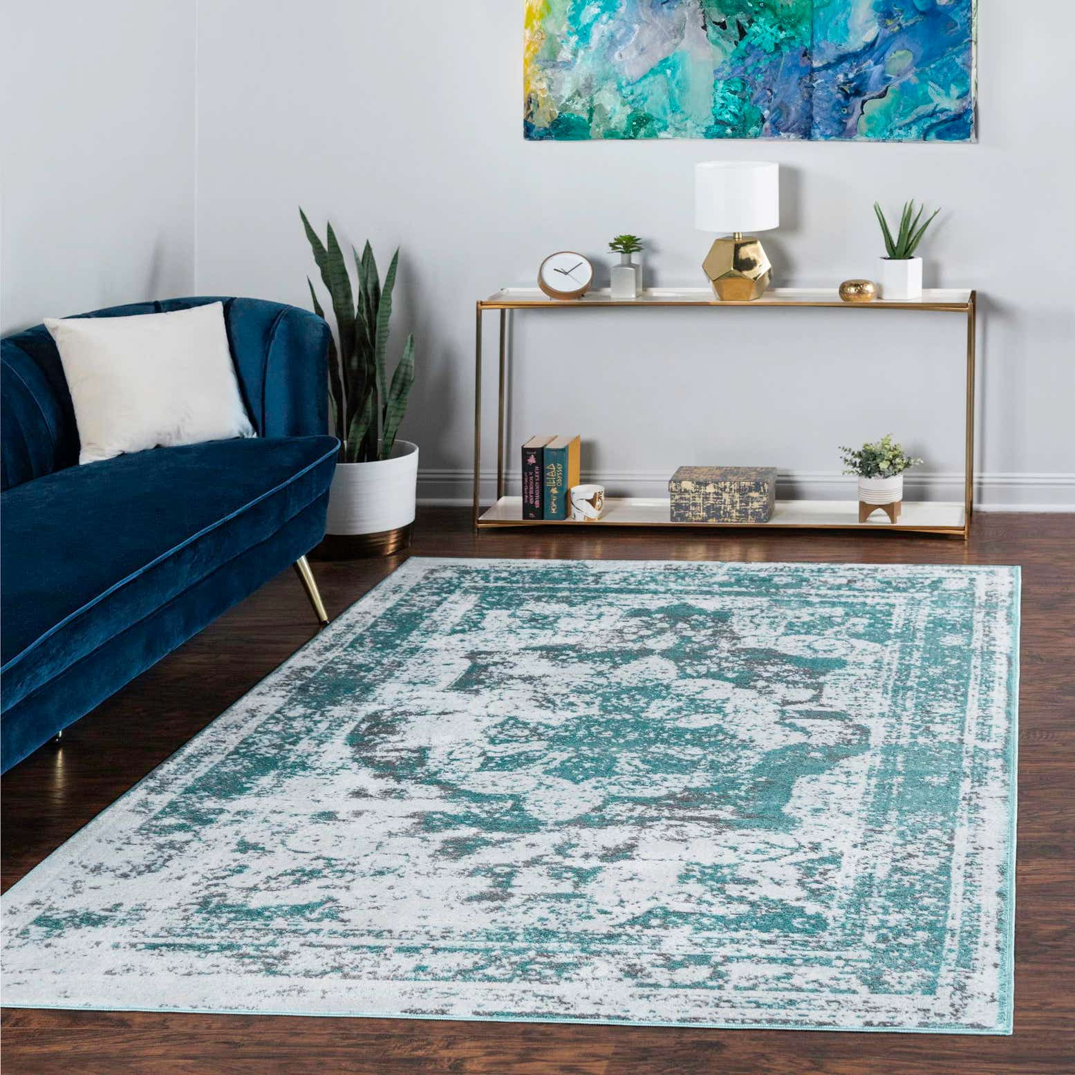 Turquoise 2' 2 x 3' Monte Carlo Rug